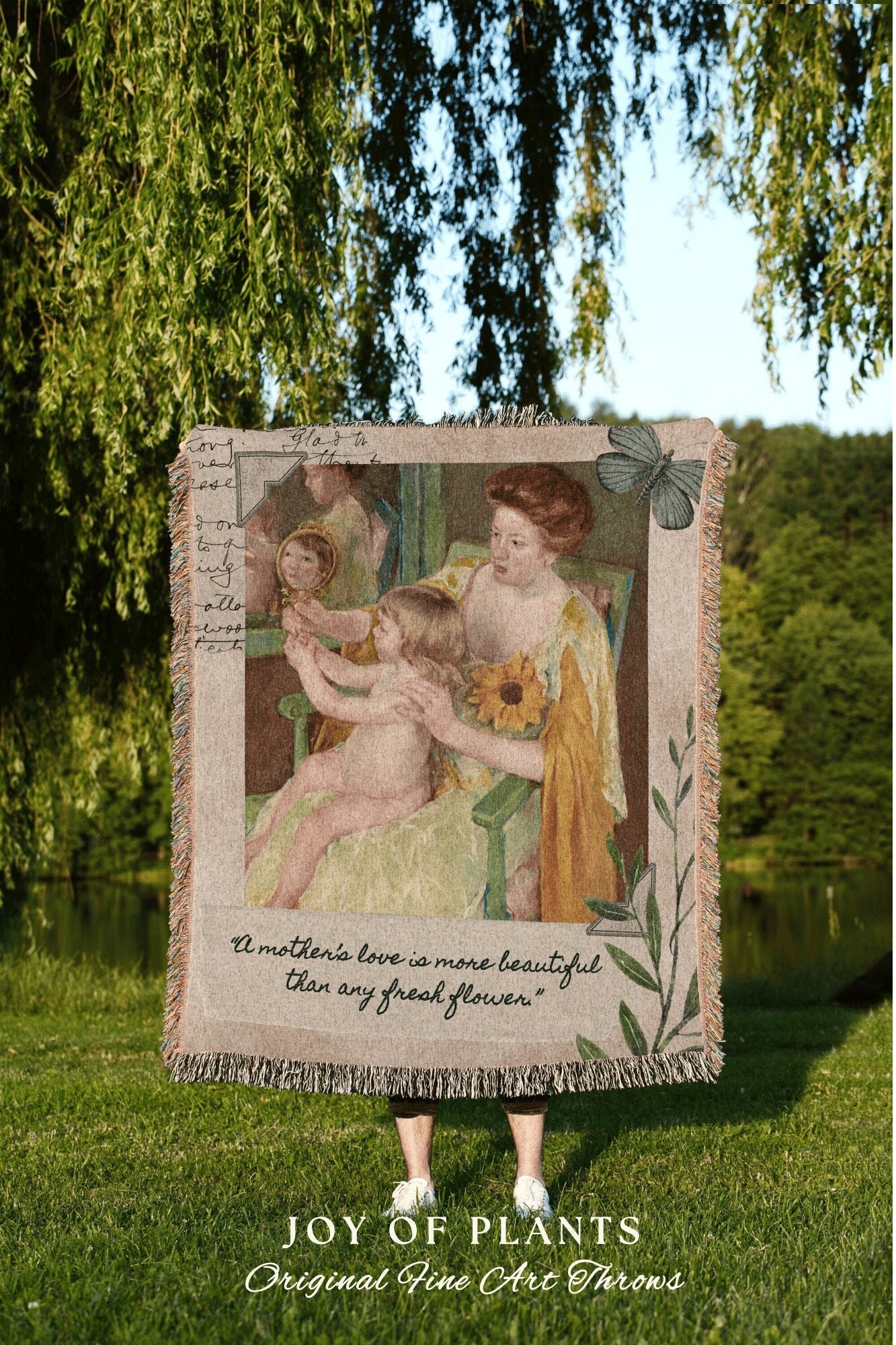 New Mom Custom Blanket | Mary Cassatt Mother's Day for Mom from Kids Gift Meaningful Blanket Woven Throw New Mom Personalized Mom Keepsake |