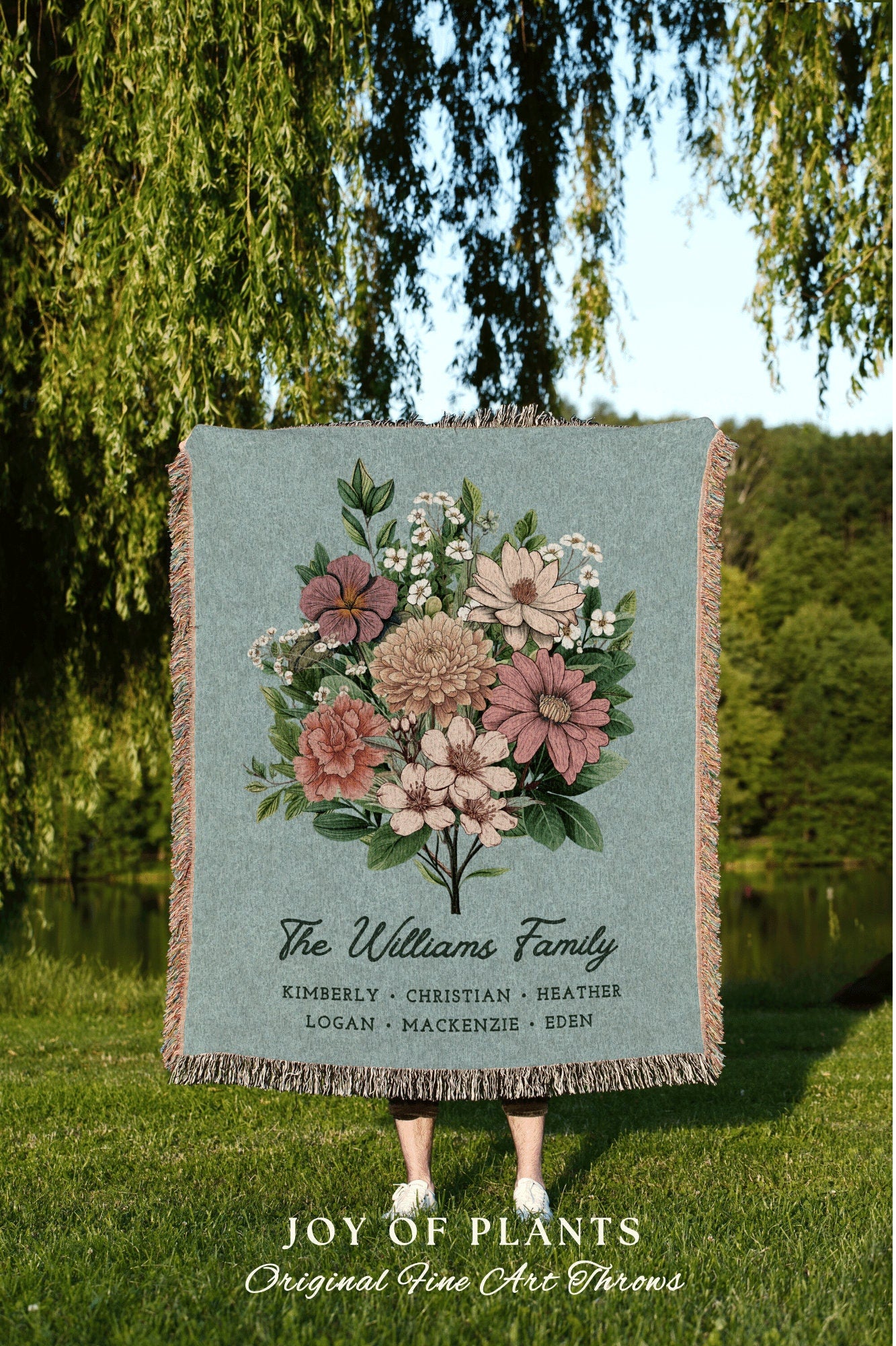 Family Birth Flower Bouquet Blanket | Personalized Family Birth Months Combined Birth Month Bouquet Mimi's Garden Birth Month Flower Custom