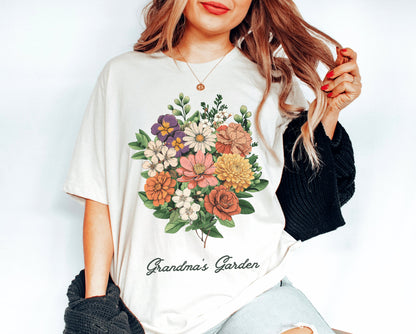 Grandmas Garden Birth Flower Custom Bouquet Shirt | Grandmas Garden Art | Grandmas Garden Gift | Nanas Garden Birth Month Flower Sweater |