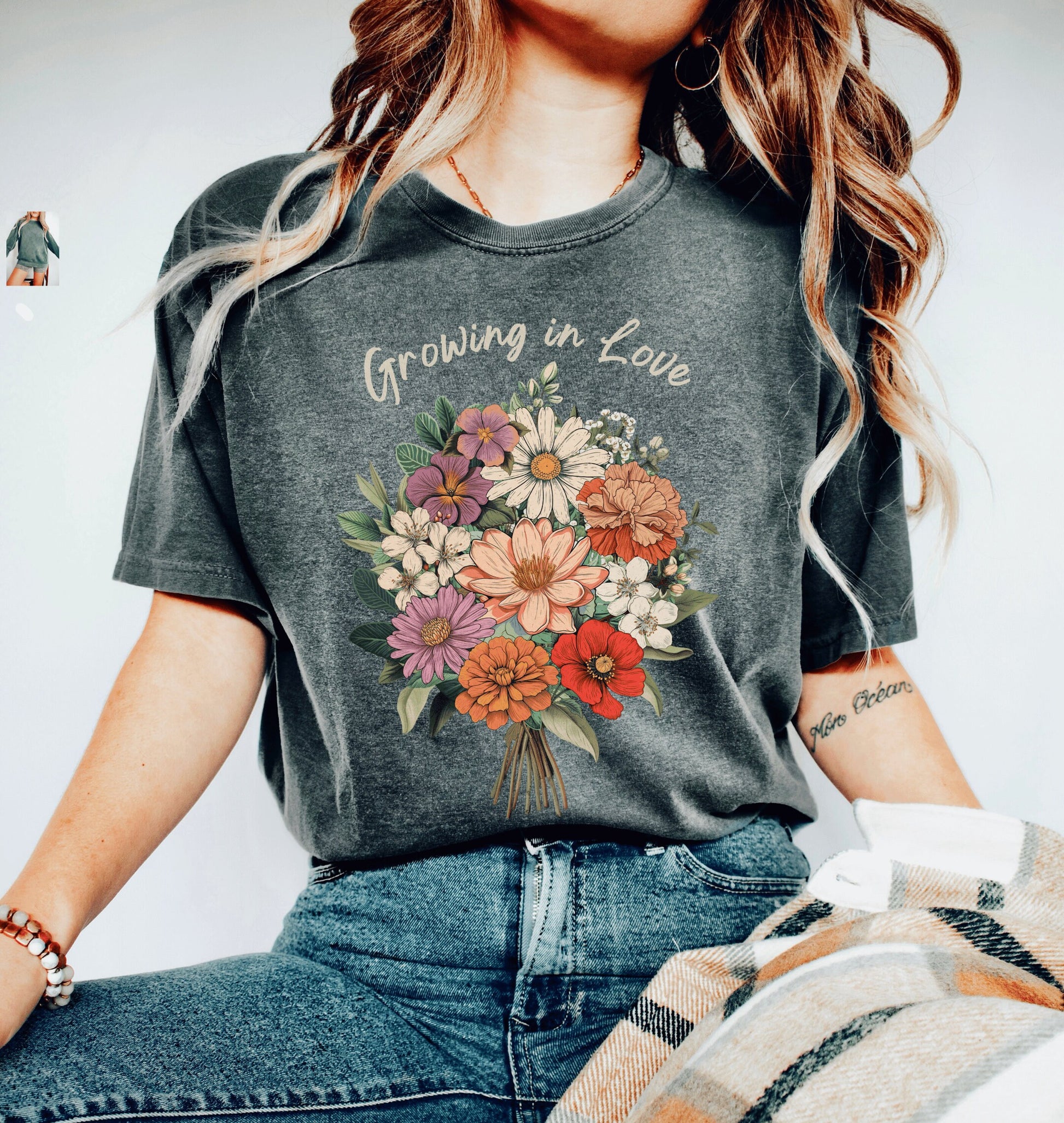 Personalized Birth Month Flower Bouquet | Birth Month Flower Bouquet | Personalized Birth Flower Gifts | Birth Flower Shirt Comfort Colors |