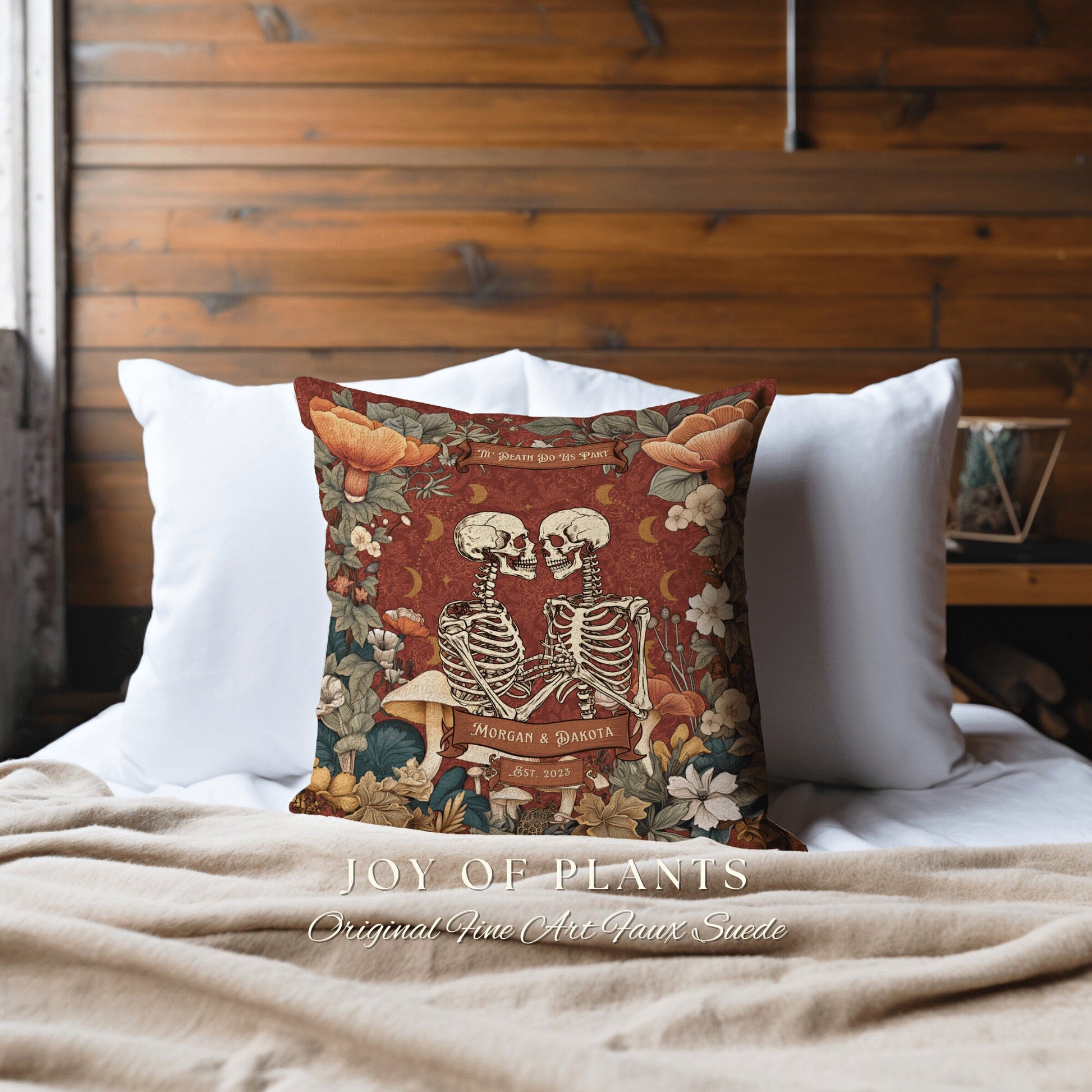 Til Death do us Part Custom Pillow | Dark Academia Decor Custom Skeleton Couple Gift Meaningful Mr & Mrs Gift for Goths Unique Couples Gift