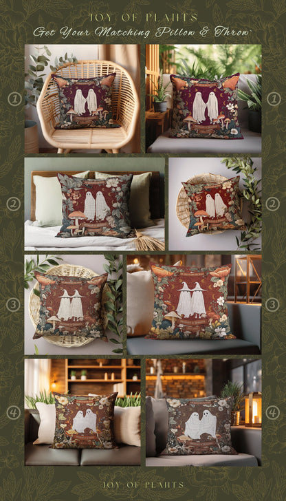 Custom Ghost Lovers Pillow | Dark Academia Gothic Decor Custom Ghost Couple Gift Meaningful Mr & Mrs Gift for Goths Unique Couples Pillow |