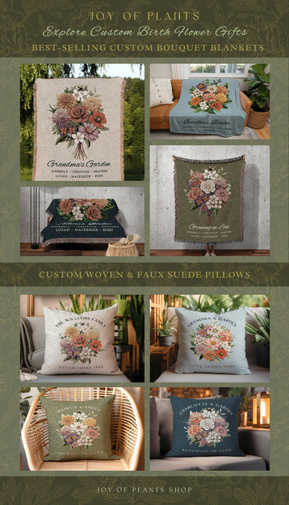 Personalized Birth Flower Bouquet Print | Birthflower Custom Flower Print for Mom Hanging Wall Art Personalized Grandma's Garden Meaningful