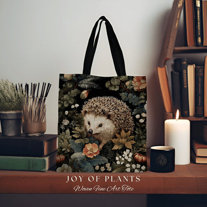 Floral Aesthetic Tote Bag Cute | Fairy Cottagecore Accessory Gift William Morris Inspired Handbag Hedge Hog Satchel Fairycore Botanical |