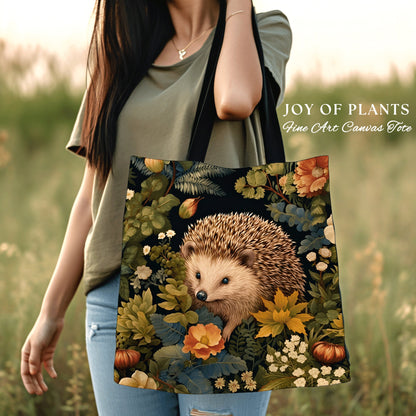 Floral Aesthetic Tote Bag Cute | Fairy Cottagecore Accessory Gift William Morris Inspired Handbag Hedge Hog Satchel Fairycore Botanical |