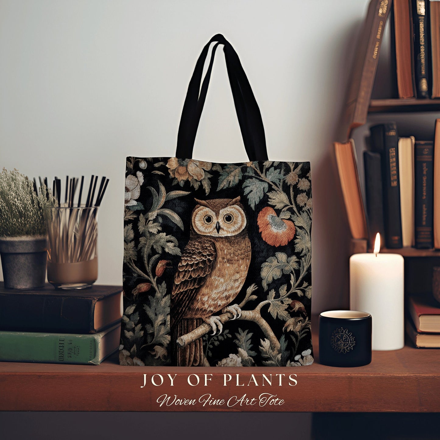 Forest Owl Daily Tote Bag | Botanical Boho Cottagecore Accessory William Morris Inspired Handbag Fox Satchel Fairycore Fairy Aesthetic Art |