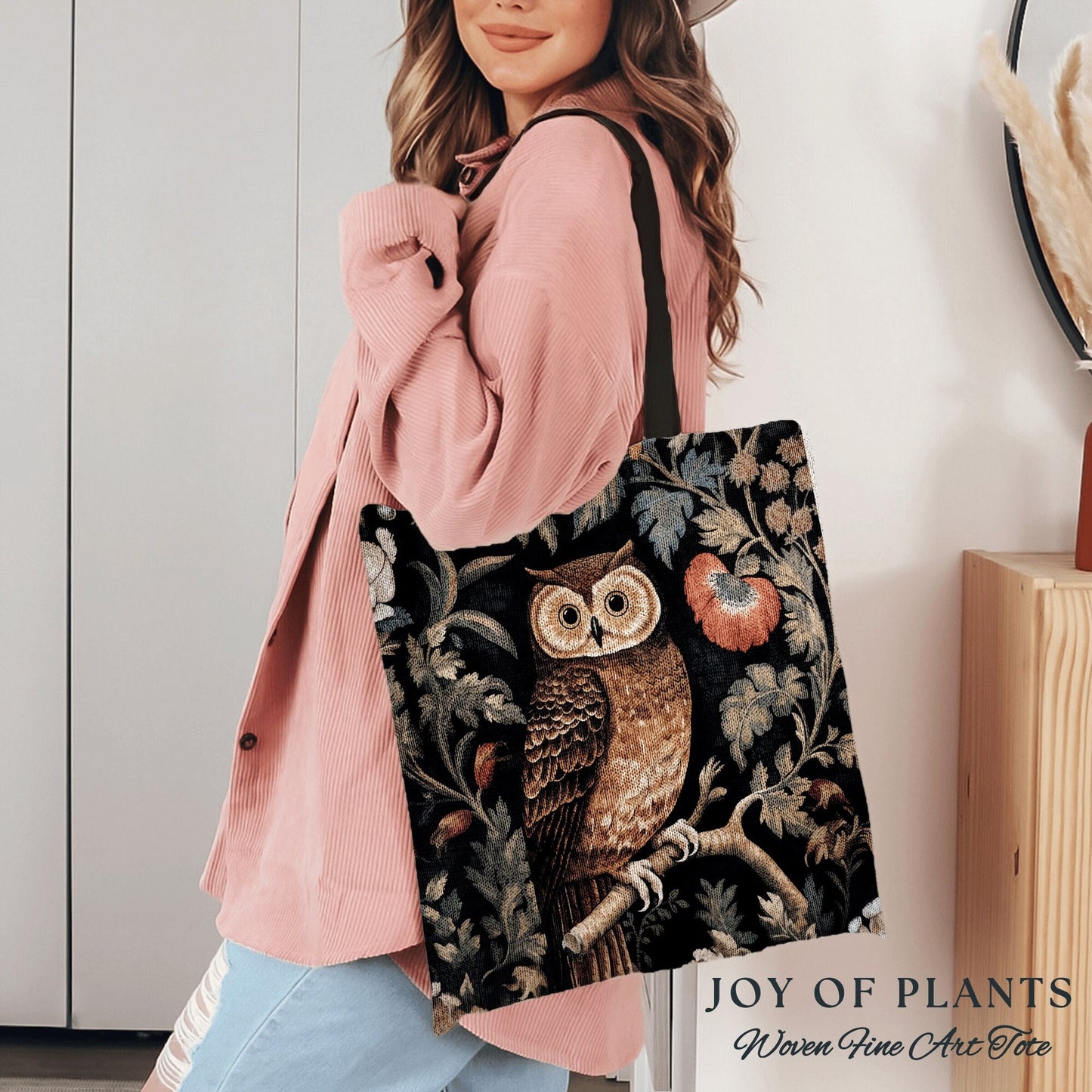 Forest Owl Daily Tote Bag | Botanical Boho Cottagecore Accessory William Morris Inspired Handbag Fox Satchel Fairycore Fairy Aesthetic Art |