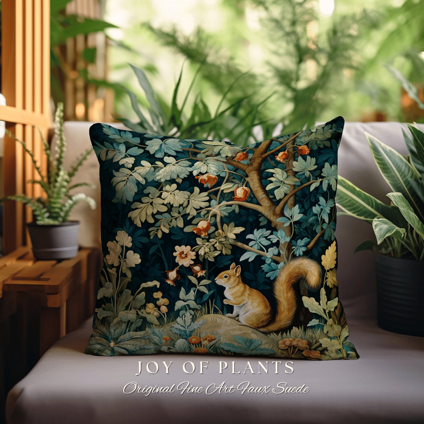 Vintage Botanical Throw Pillow Woven | William Morris Inspired Pillow Woodland Forestcore Decor Pillow Maximalist Home Decor Throw Pillow |