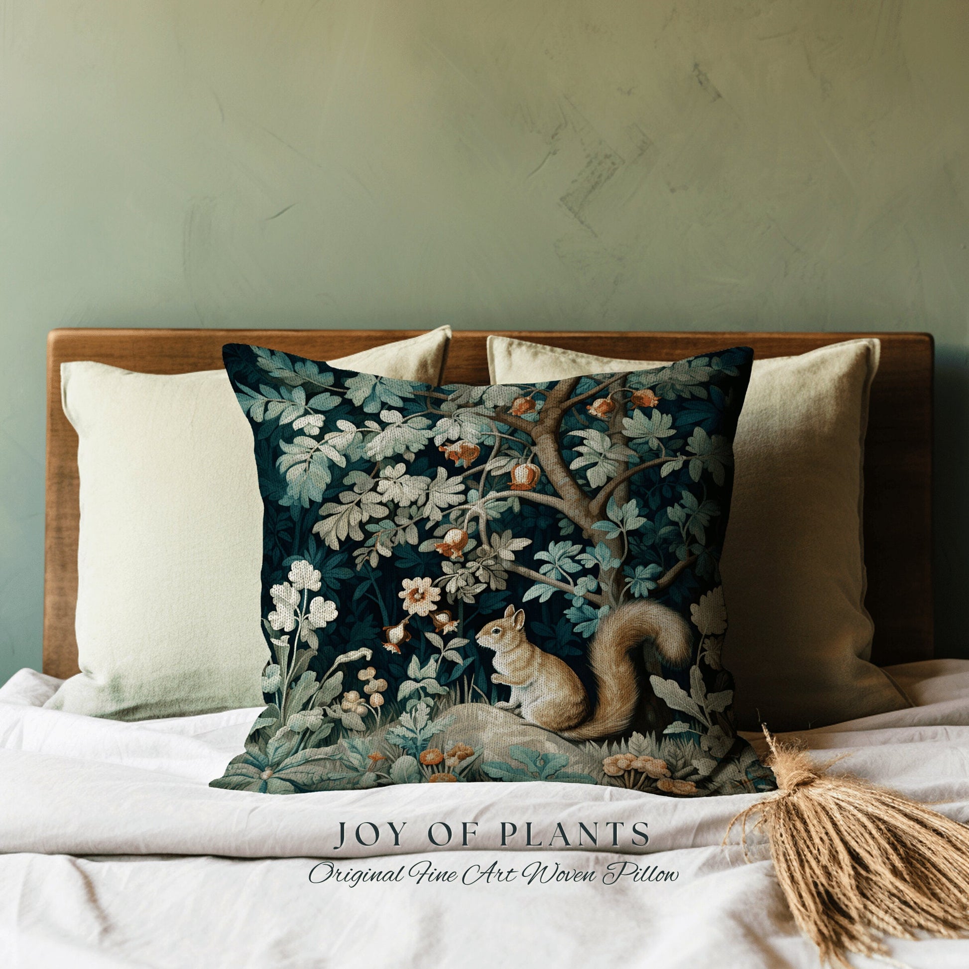 Vintage Botanical Throw Pillow Woven | William Morris Inspired Pillow Woodland Forestcore Decor Pillow Maximalist Home Decor Throw Pillow |