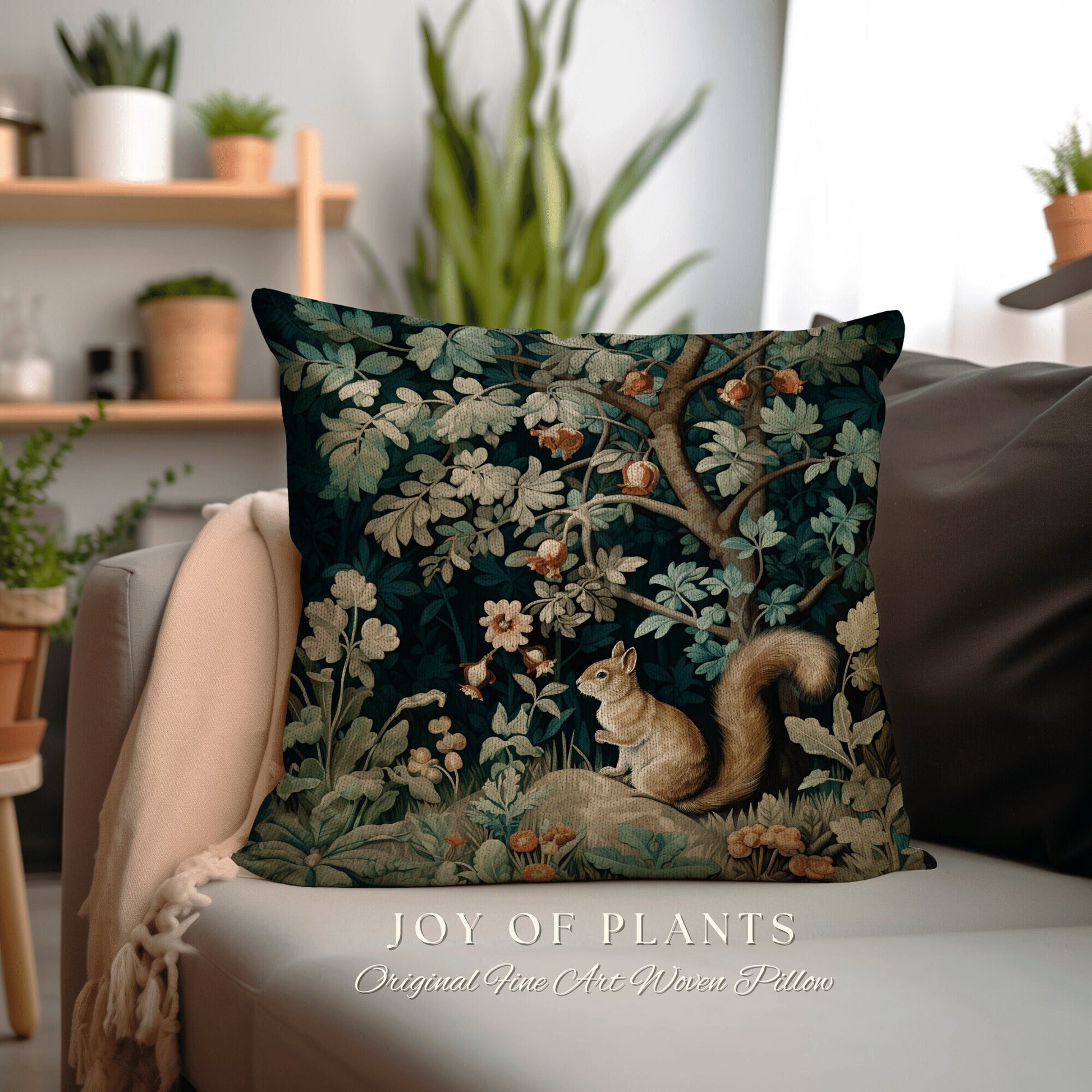 Vintage Botanical Throw Pillow Woven | William Morris Inspired Pillow Woodland Forestcore Decor Pillow Maximalist Home Decor Throw Pillow |