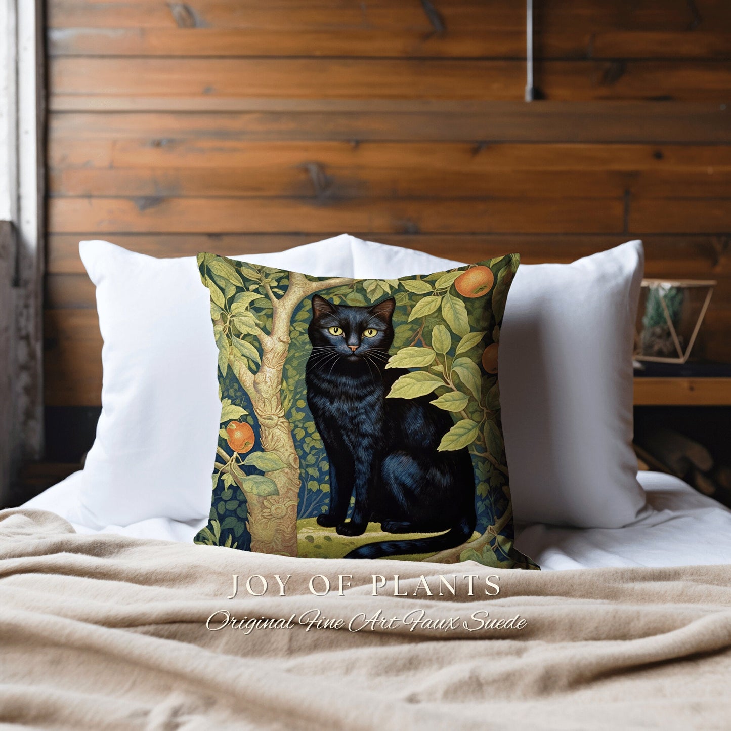 Black Cat Throw Pillow Woven | Botanical William Morris Inspired Pillow Cottagecore Decor Pillow Home Decor Throw Pillow Black Cat Decor |