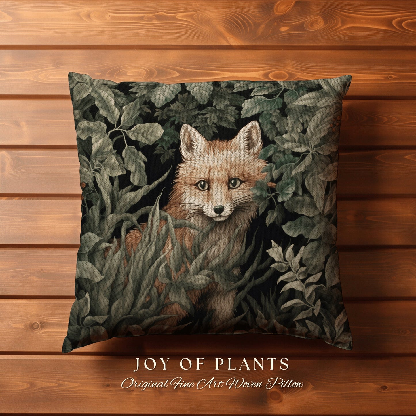 Botanical Fox Pillow Woven | William Morris Inspired Pillow Woodland Decor Pillow Maximalist Home Decor Throw Pillow Botanical Fox Throw |