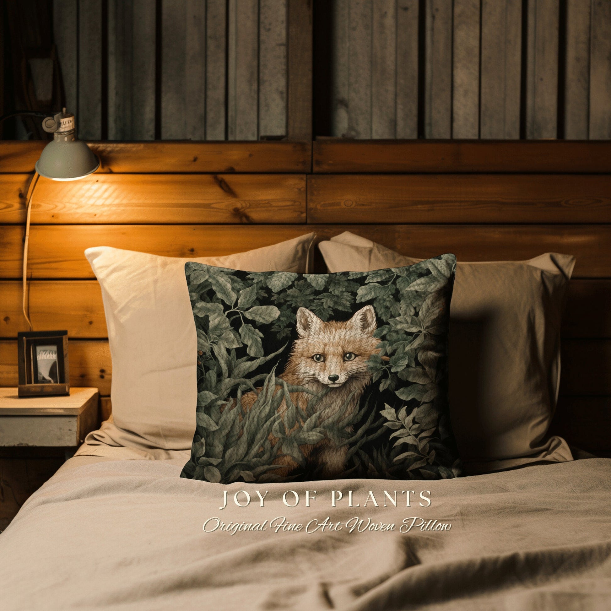 Botanical Fox Pillow Woven | William Morris Inspired Pillow Woodland Decor Pillow Maximalist Home Decor Throw Pillow Botanical Fox Throw |