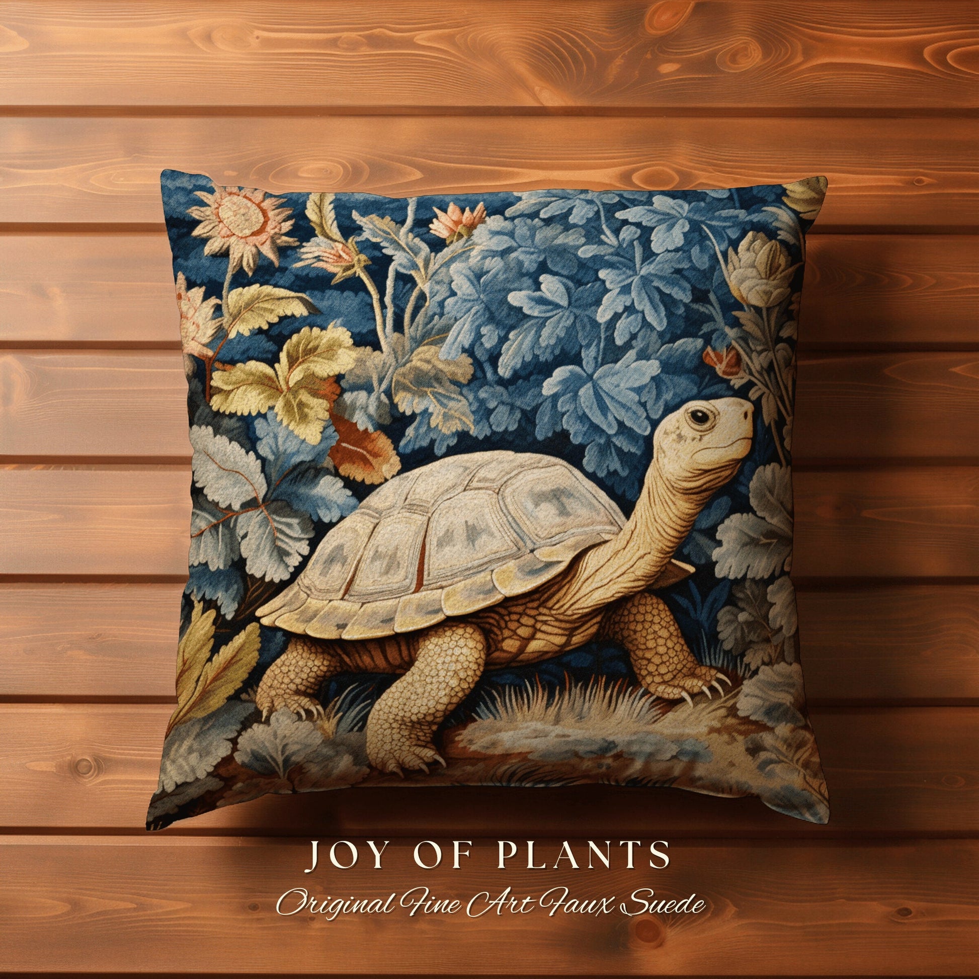 Vintage Tortoise Throw Pillow | William Morris Inspired Pillow Woodland Cottagecore Decor Pillow Maximalist Home Decor Morris Tortoise Decor