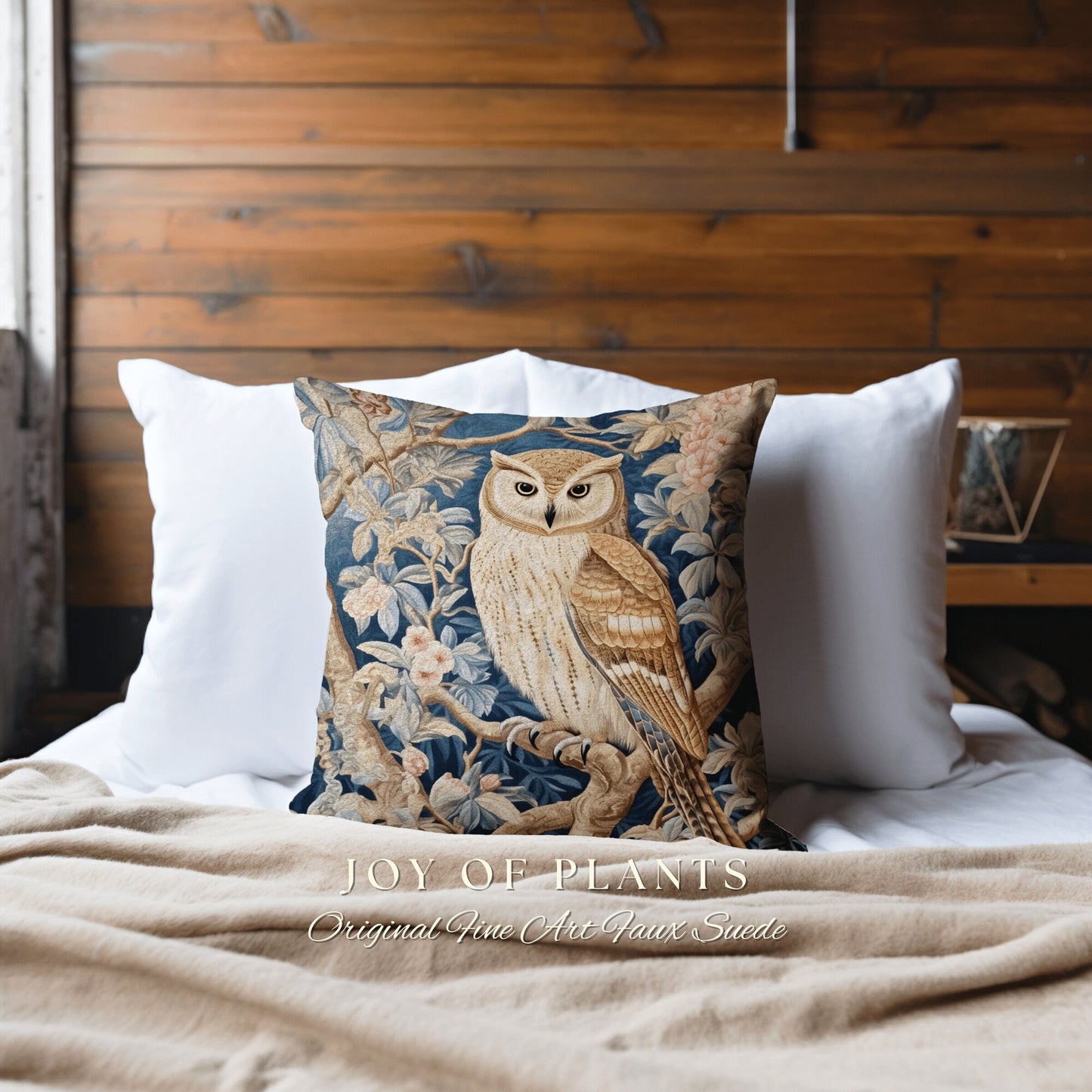 Pastel Owl Throw Pillow | William Morris Inspired Throw Pillow Woodland Forestcore Decor Pillow Maximalist Home Decor Throw Pillow Owl Art |