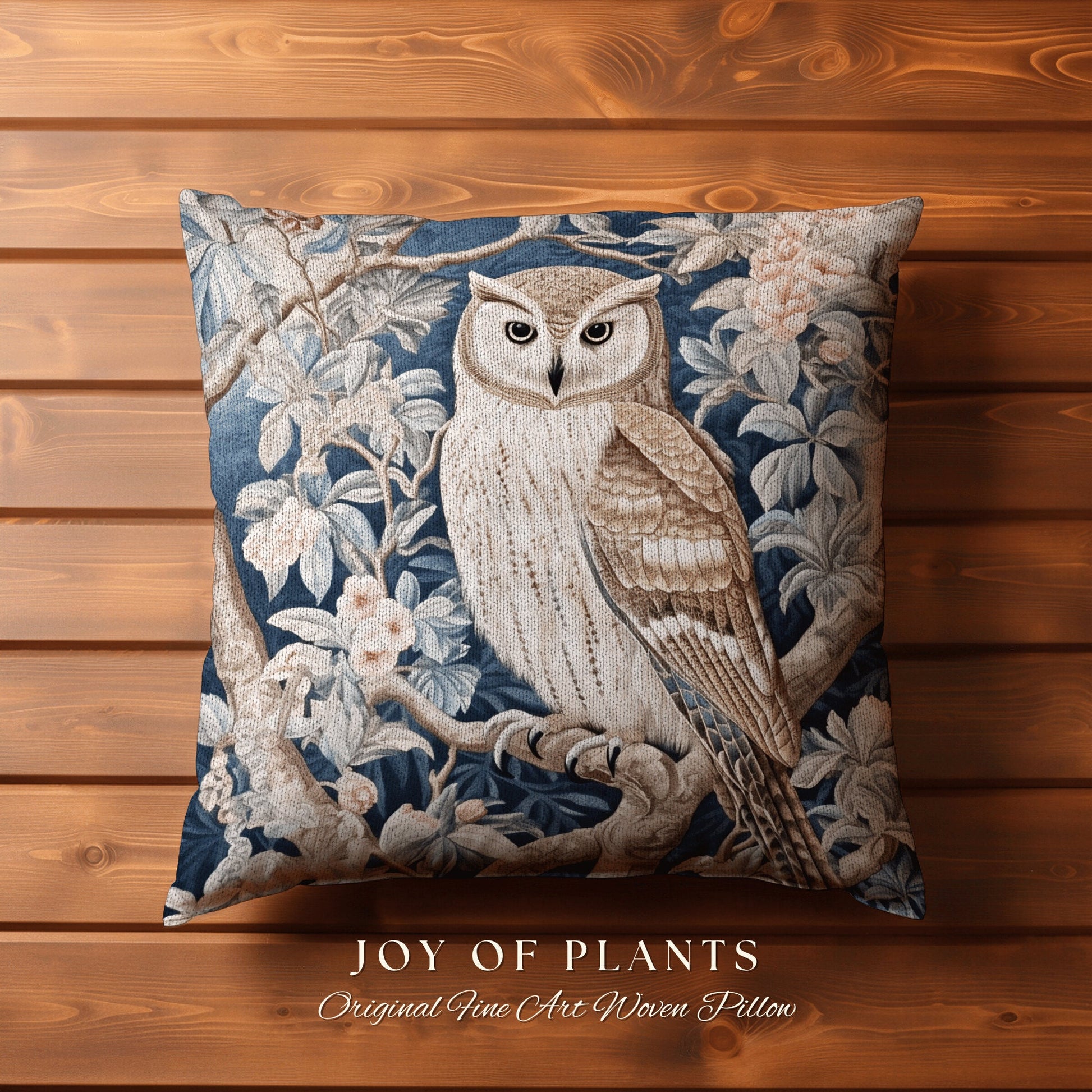 Pastel Owl Throw Pillow | William Morris Inspired Throw Pillow Woodland Forestcore Decor Pillow Maximalist Home Decor Throw Pillow Owl Art |