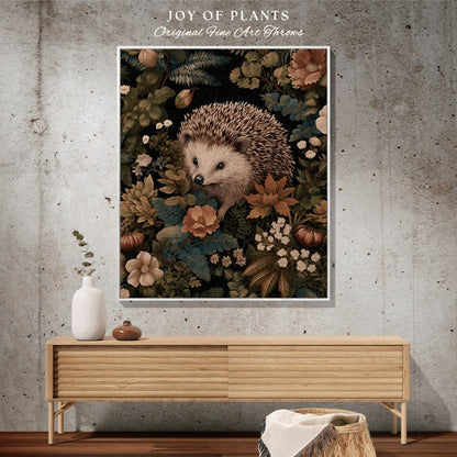 Maximalist Hedgehog Throw Blanket | William Morris inspired Nature Blanket Woodland Cottagecore Decor Woven Blanket Hedgehog Decor Botanical