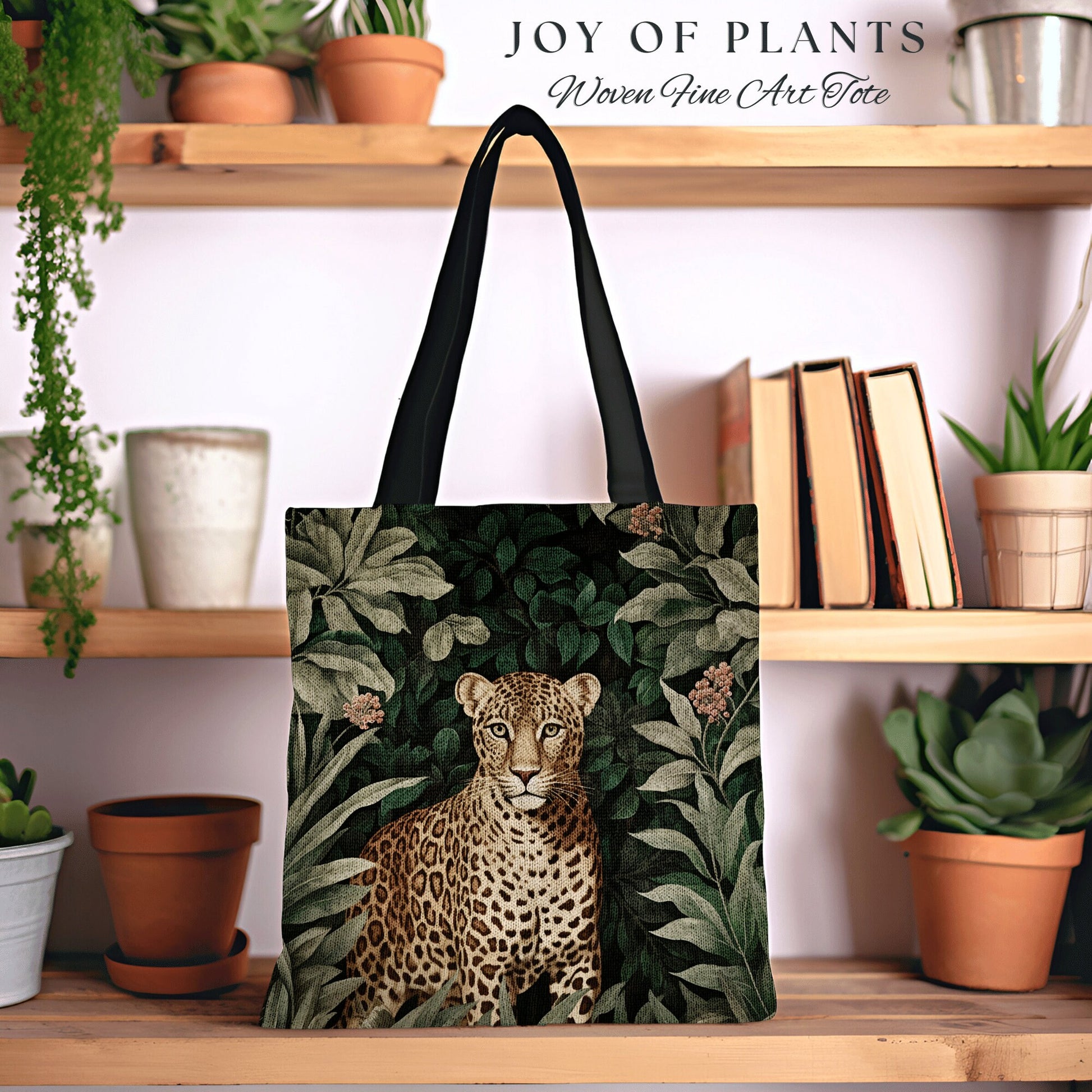 Botanical Leopard Tote Bag | William Morris Inspired Tote Bag Cottagecore Satchel Maximalist Tapestry Tote Woven Botanical Fairy Grunge Bag