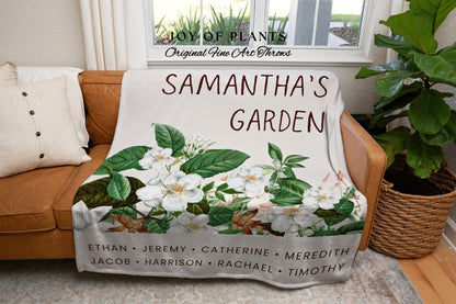 Personalized Garden Blanket | Custom Floral Mom Gift Custom Family Name Blanket Children's Names Grandmas Garden Thoughtful Family Gifts