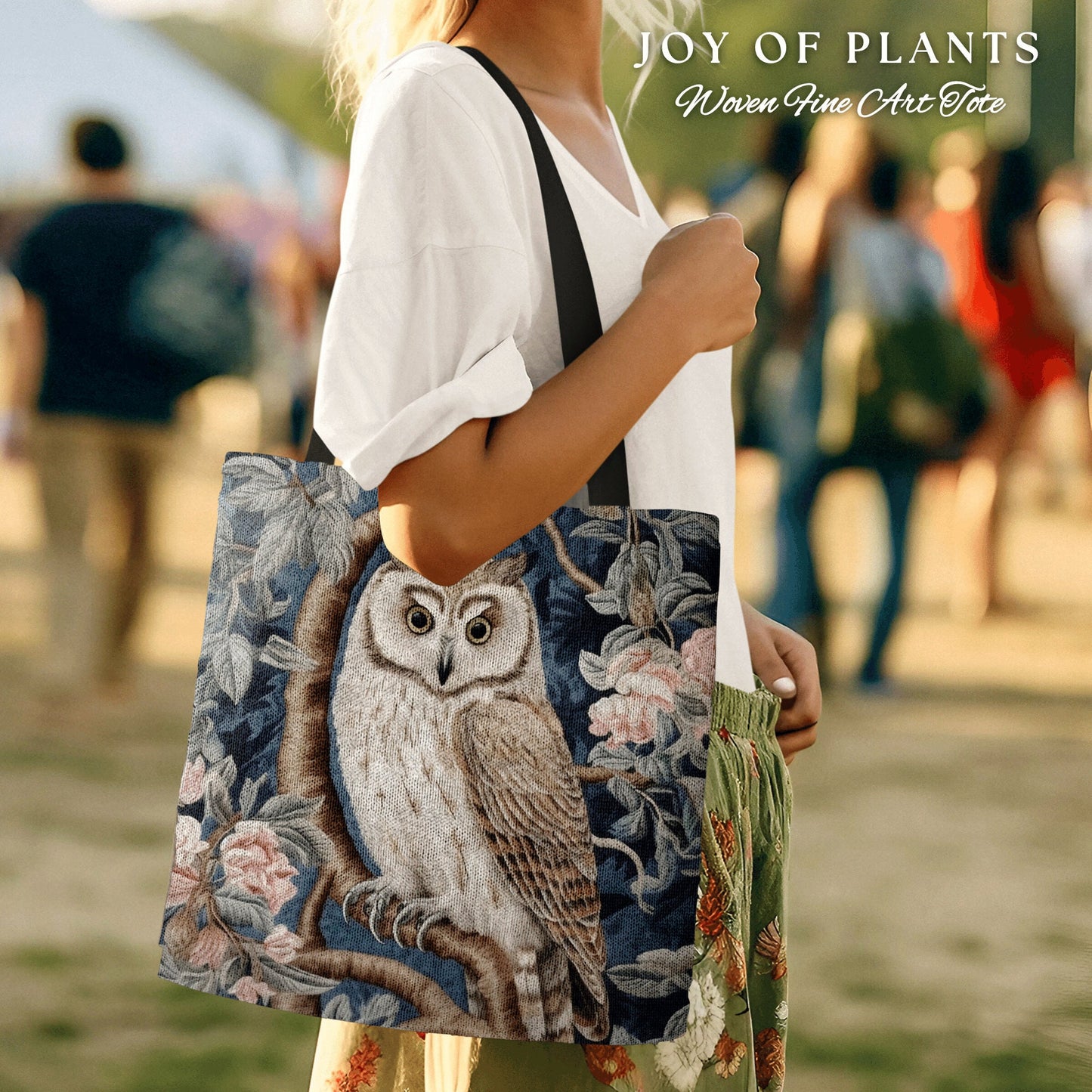 Pastel Gothic Owl Woven Tote | William Morris Inspired Tote Bag Aesthetic Botanical Tapestry Tote Woven Victorian Fairy Core Owl Tote Bag |