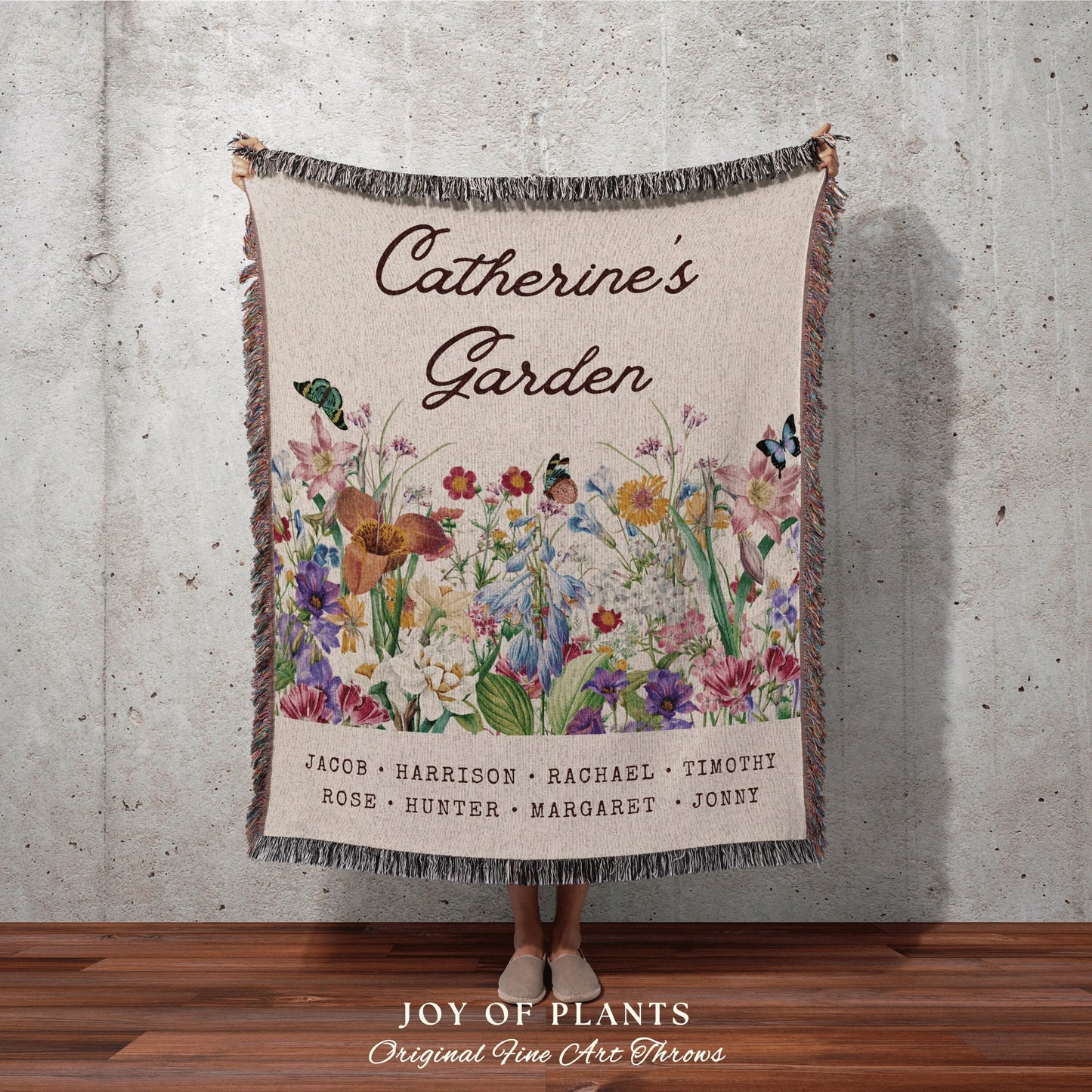 Grandchildren's Names Custom Blanket | Family Name Tapestry Grandkid's Names Grandmas Garden Thoughtful In-Law Gift for Mom Custom Throw |