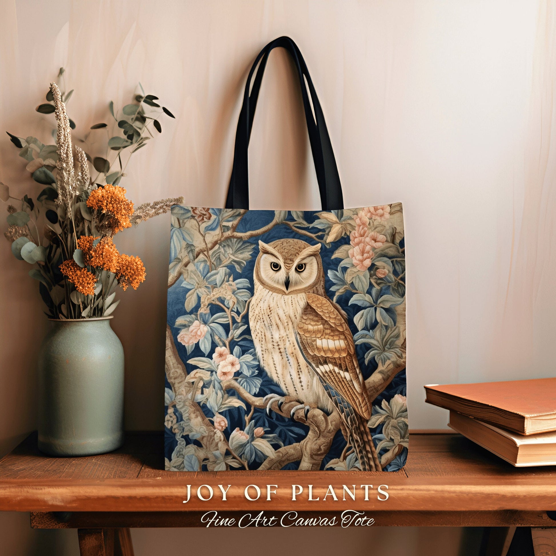 Victorian Gothic Owl Woven Tote | William Morris Inspired Tote Bag Pastel Goth Woodland Tapestry Tote Woven Victorian Fairy Core Owl Tote |