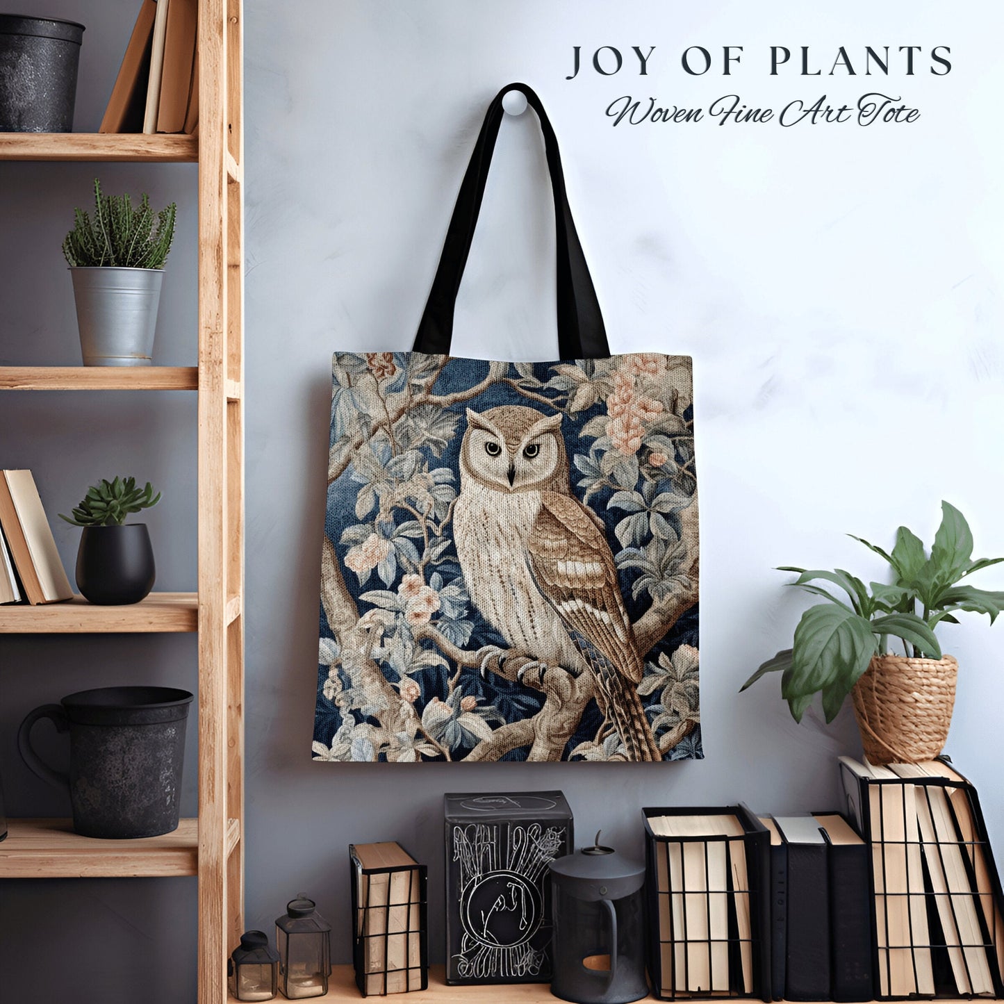 Victorian Gothic Owl Woven Tote | William Morris Inspired Tote Bag Pastel Goth Woodland Tapestry Tote Woven Victorian Fairy Core Owl Tote |