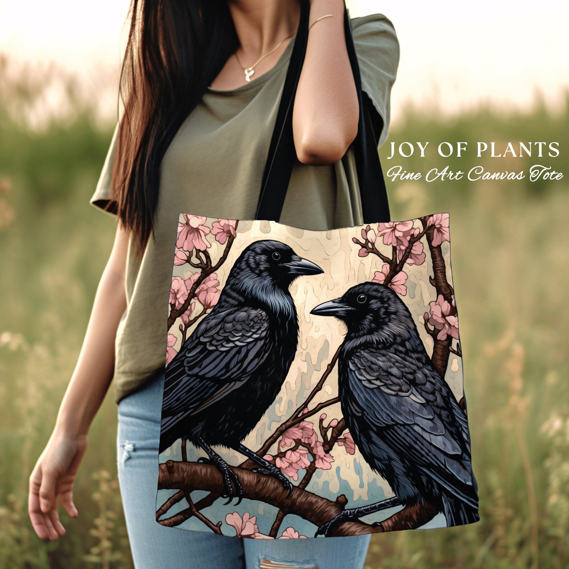 Witchy Everyday Crowcore Bag | Morris Inspired Raven Tote Bag Crow Core Satchel Pastel Gothic Tapestry Tote Woven Victorian Fairycore Boho |