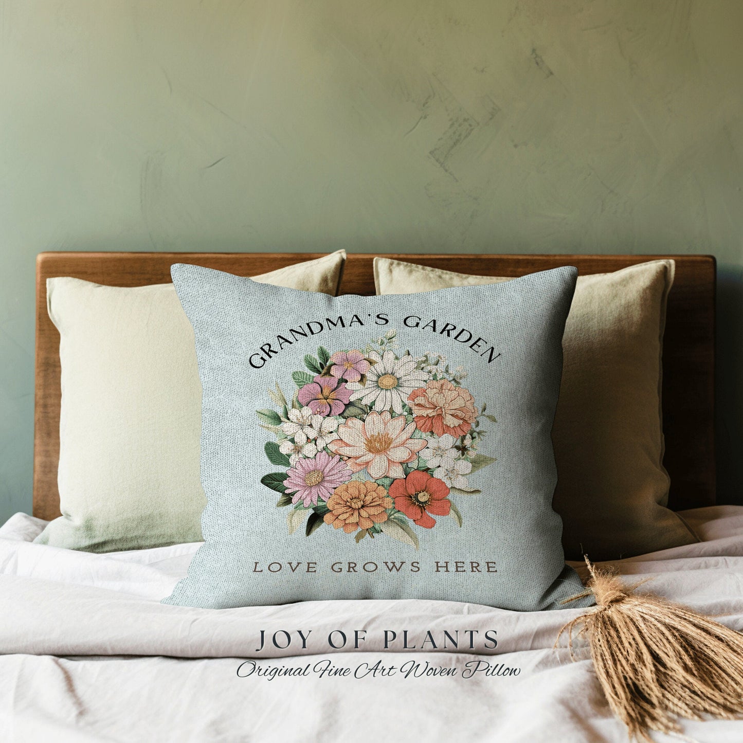 Grandma's Garden Birth Flower Pillow | Personalized Birth Month Flower Bouquet for Mom and Grandma's Garden Custom Birthflower Pillow Custom