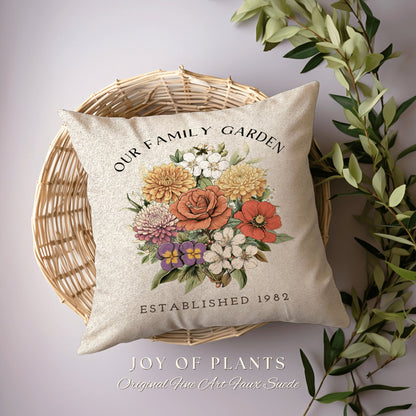 Grandma's Garden Birth Flower Pillow | Personalized Birth Month Flower Bouquet for Mom and Grandma's Garden Custom Birthflower Pillow Custom