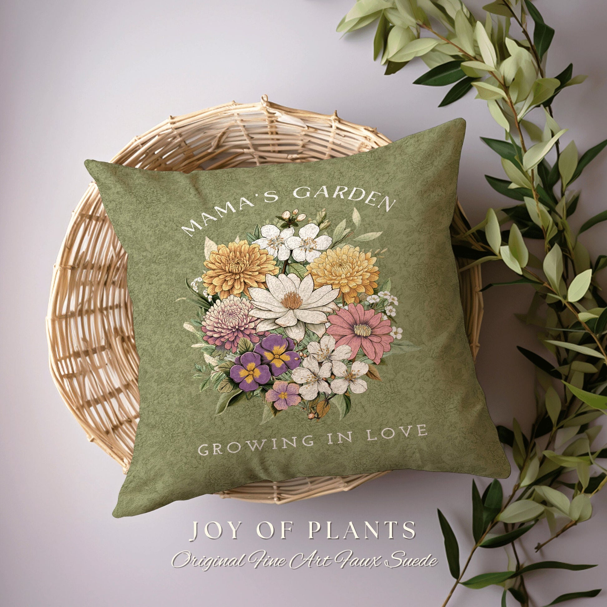 Custom Birth Month Flower Pillow | Personalized Birth Month Flower Bouquet for Mom and Nana's Garden Custom Birthflower Pillow Personalized