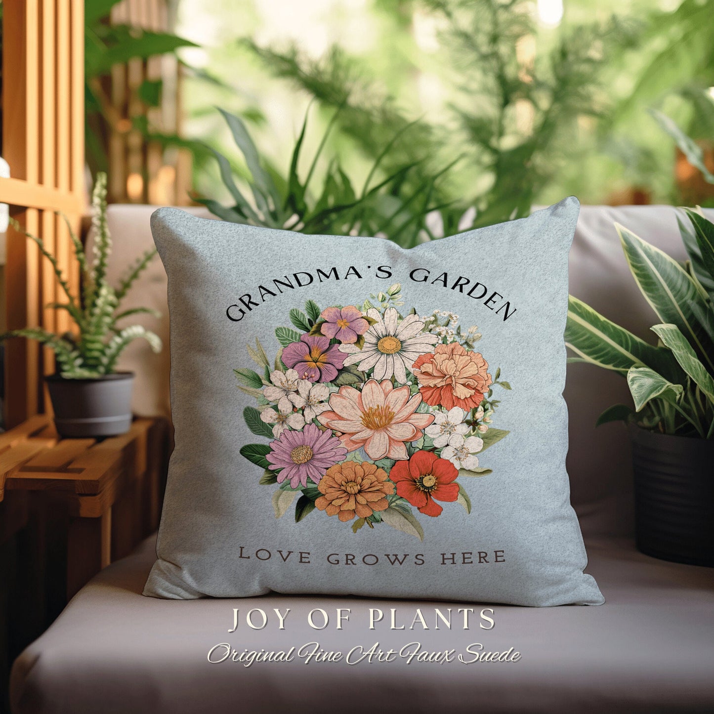 Flower Bouquet Personalized Pillow | Custom Birth Month Flower Bouquet for Mom and Grandma Garden Birthflower Pillow Personalized Bouquet |