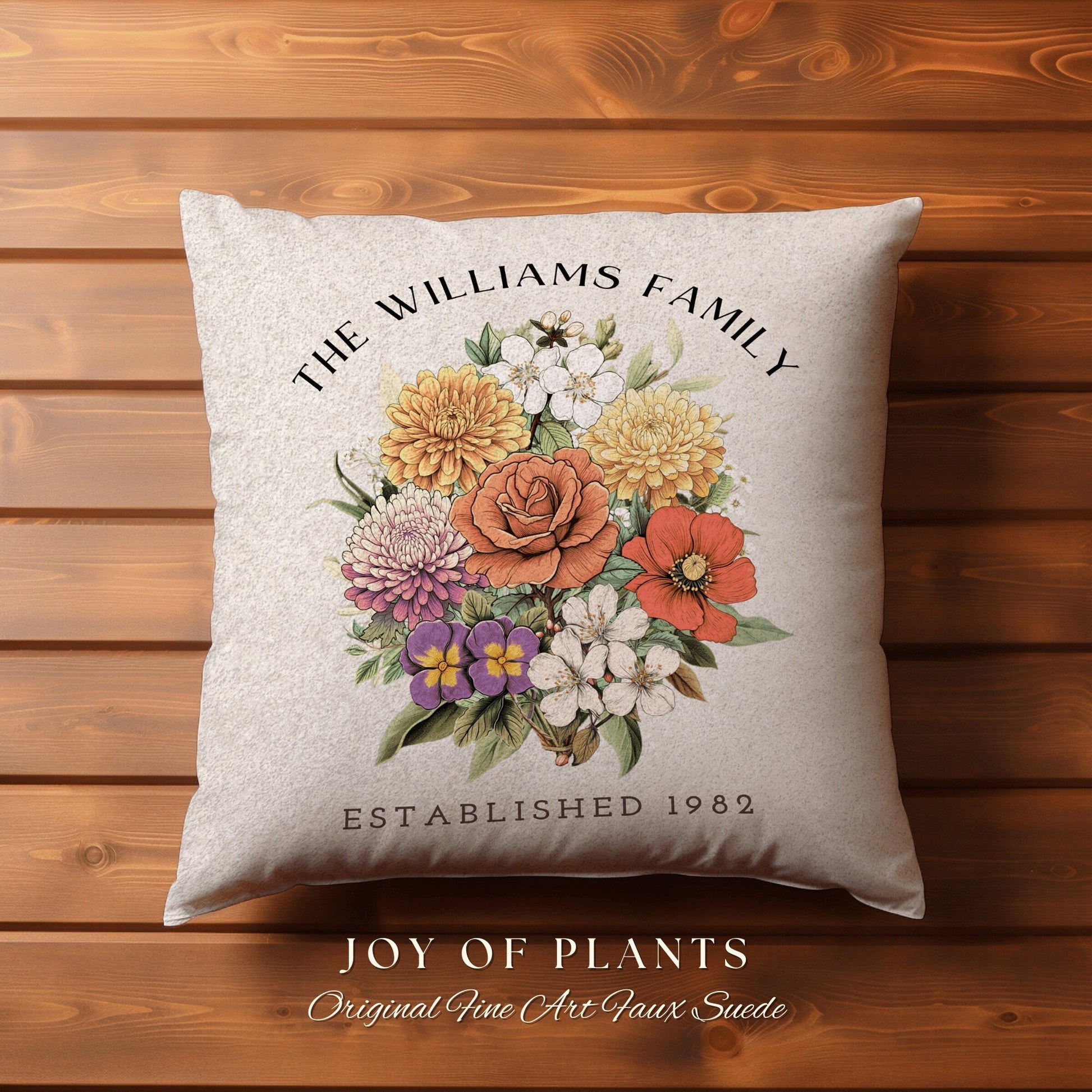 Family Birth Flower Bouquet Pillow | Personalized Birth Month Flower Bouquet for Mom and Grandma's Garden Custom Birthflower Pillow Custom |