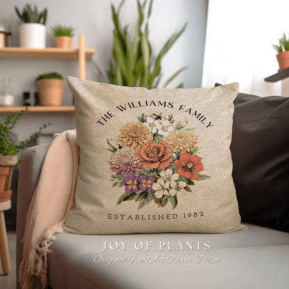 Mom's Garden Birth Flower Pillow | Custom Birth Month Flower Bouquet for Mom and Grandma Garden Birthflower Pillow Personalized Bouquet Gift