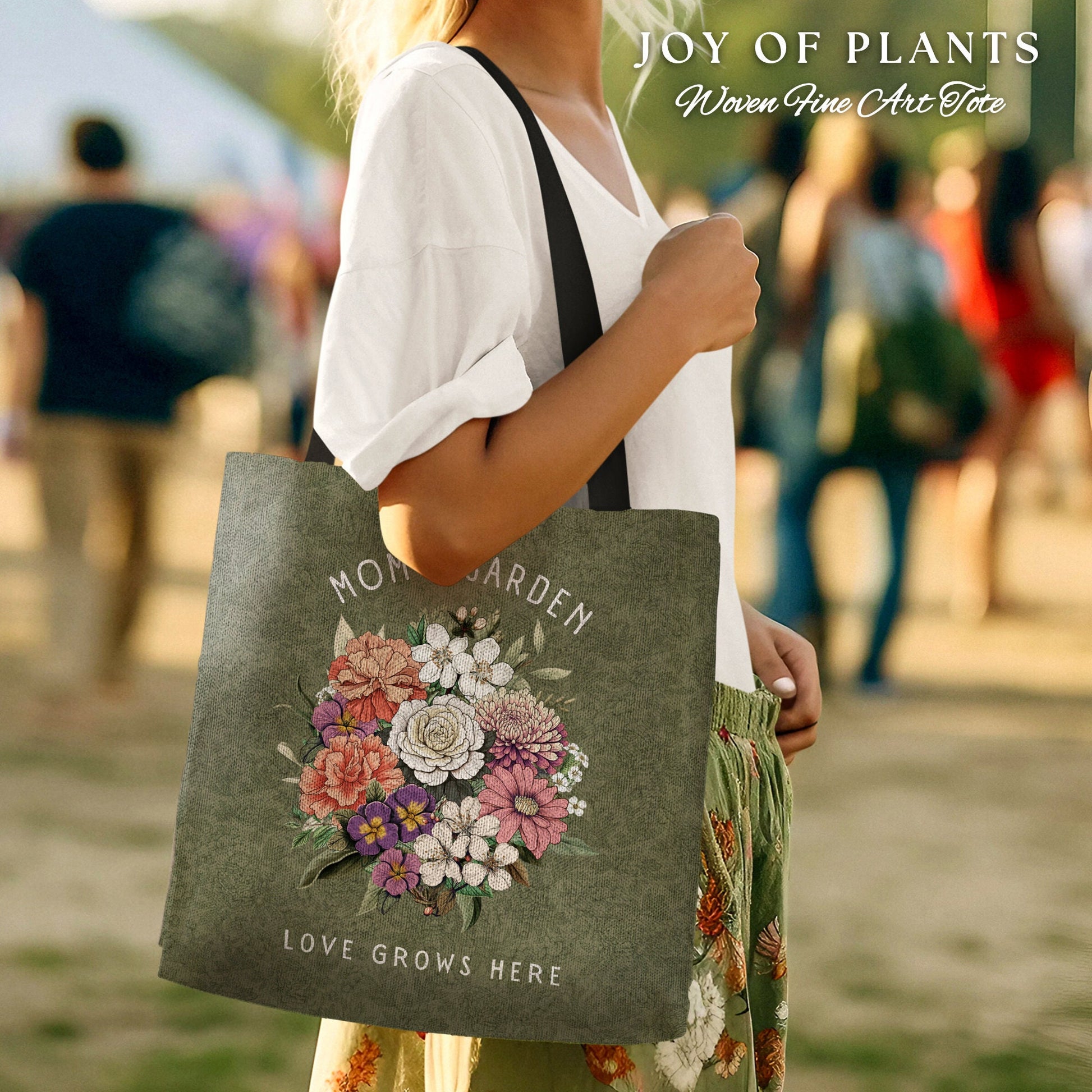 Mom's Garden Custom Birth Flower Tote | Personalized Birth Month Flower Bouquet for Family Garden Custom Birthflower Tote Personalized Gifts