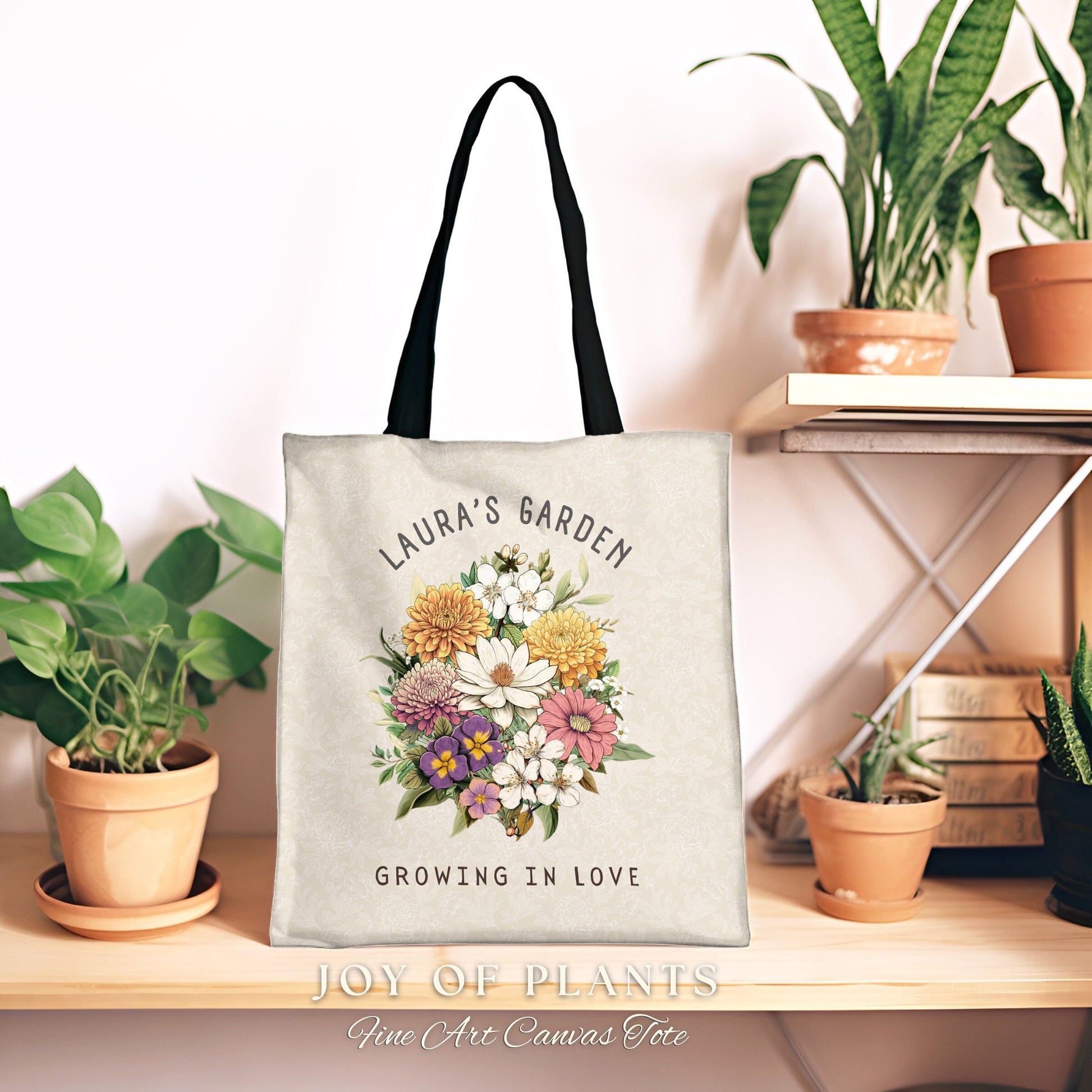 Mom's Garden Custom Birth Flower Tote | Personalized Birth Month Flower Bouquet for Family Garden Custom Birthflower Tote Personalized Gifts