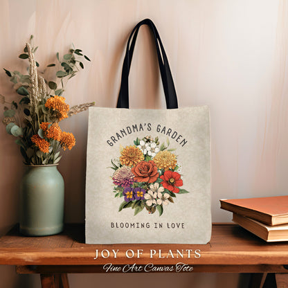 Personalized Birth Flower Bouquet Tote | Personalized Birth Month Flower Bouquet for Mom Garden Custom Birthflower Tote Personalized Bouquet