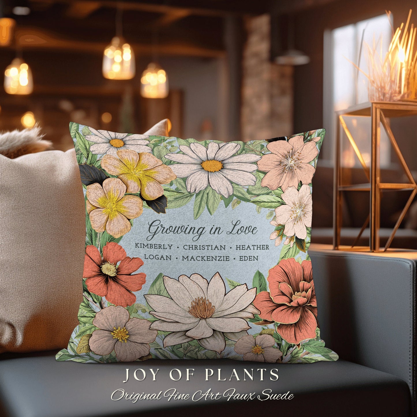 Birth Month Flower Garden Pillow | Custom Birth Month Flower Bouquet for Mom and Mimi's Garden Custom Birthflower Pillow Personalized Pillow