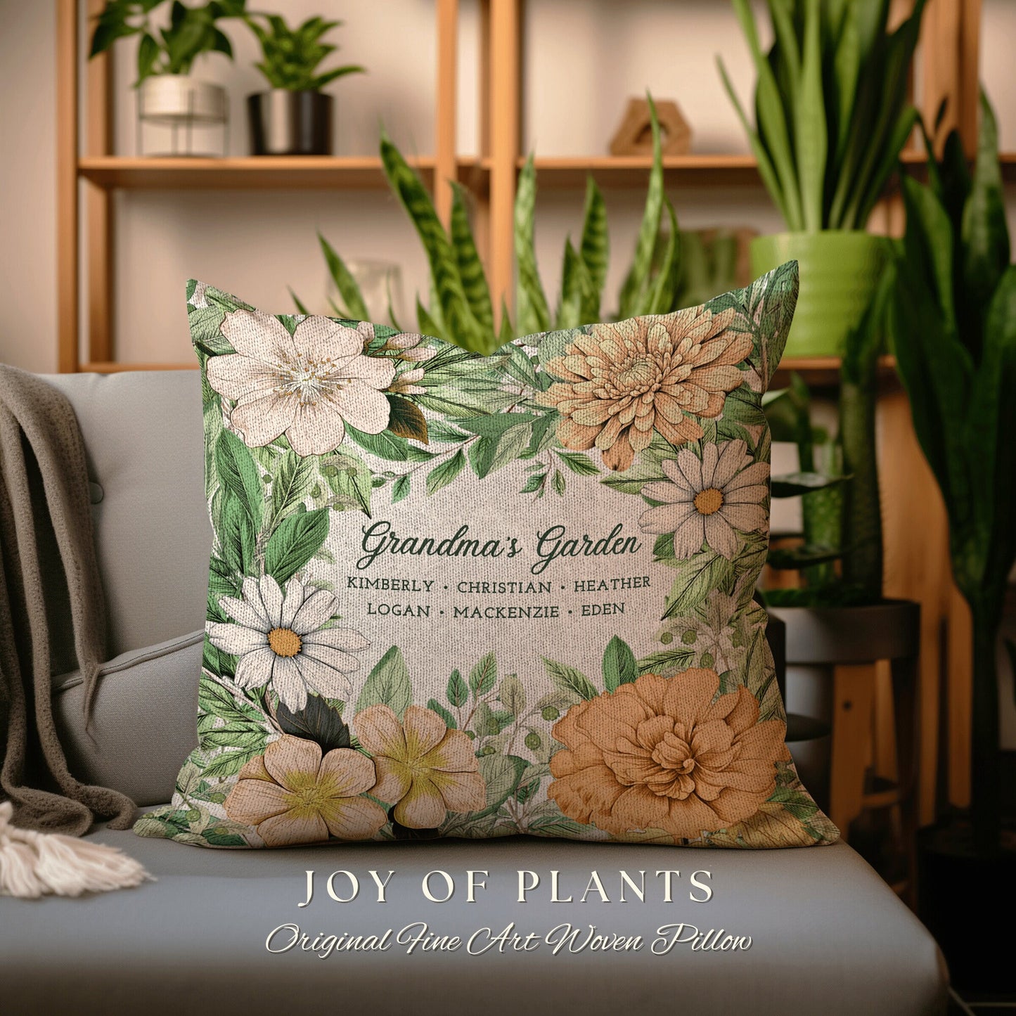 Birth Month Flower Garden Pillow | Custom Birth Month Flower Bouquet for Mom and Mimi's Garden Custom Birthflower Pillow Personalized Pillow