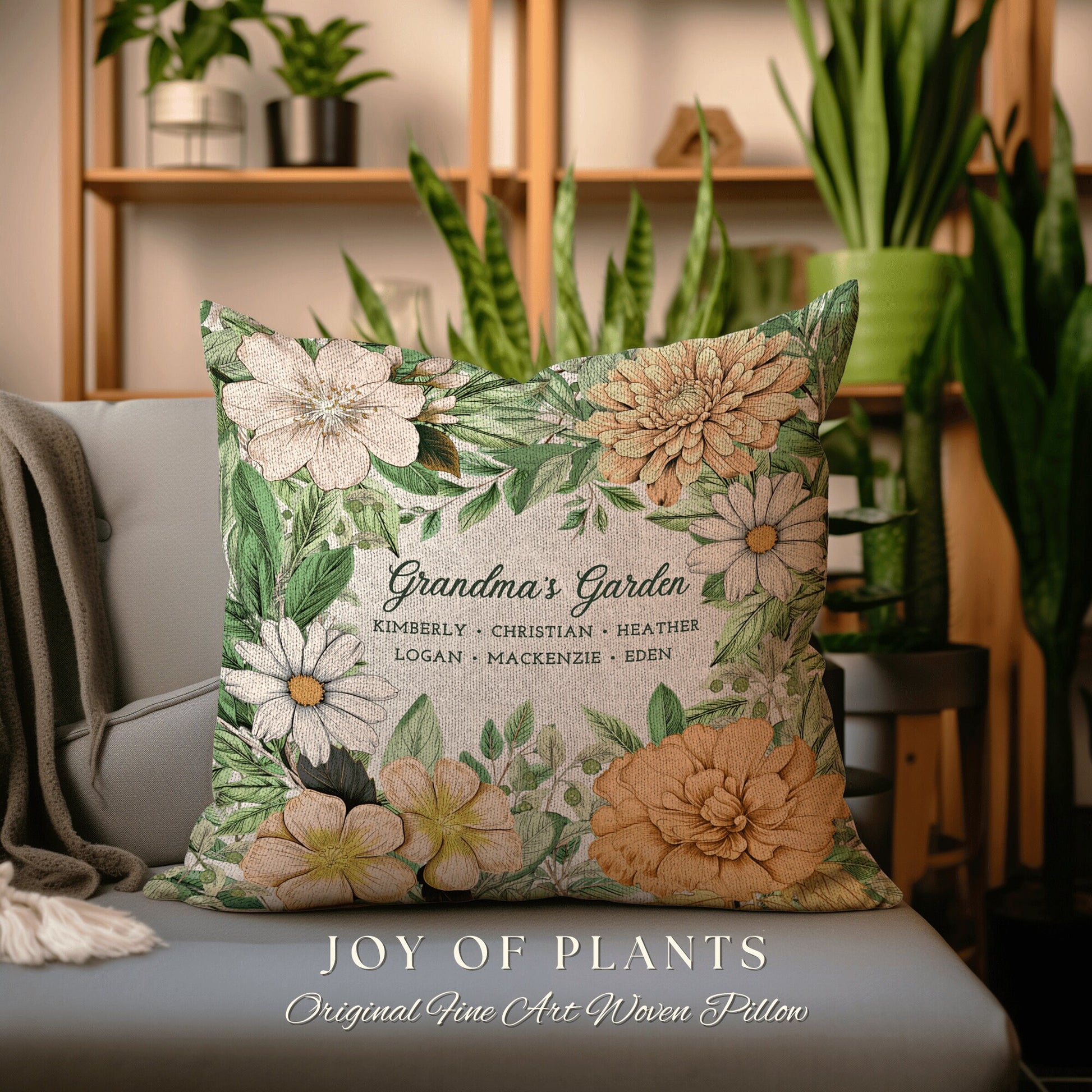 Birth Month Flower Garden Pillow | Custom Birth Month Flower Bouquet for Mom and Mimi's Garden Custom Birthflower Pillow Personalized Pillow