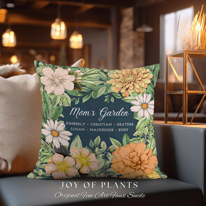 Personalized Birth Month Flower Garden Pillow | Custom Birth Month Flower Bouquet for Mom and Mimi's Garden Custom Birthflower Pillow Custom