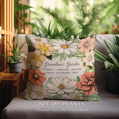 Personalized Birth Month Flower Garden Pillow | Custom Birth Month Flower Bouquet for Mom and Mimi's Garden Custom Birthflower Pillow Custom