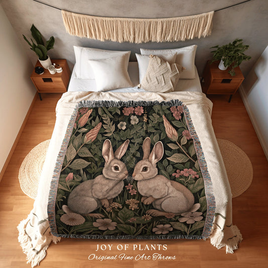 Cozy Woodland Throw Blanket | Cottagecore Wildflower Tapestry Boho Room Decor Woodland Aesthetic Fairy Core Throw Woven Wallhanging |