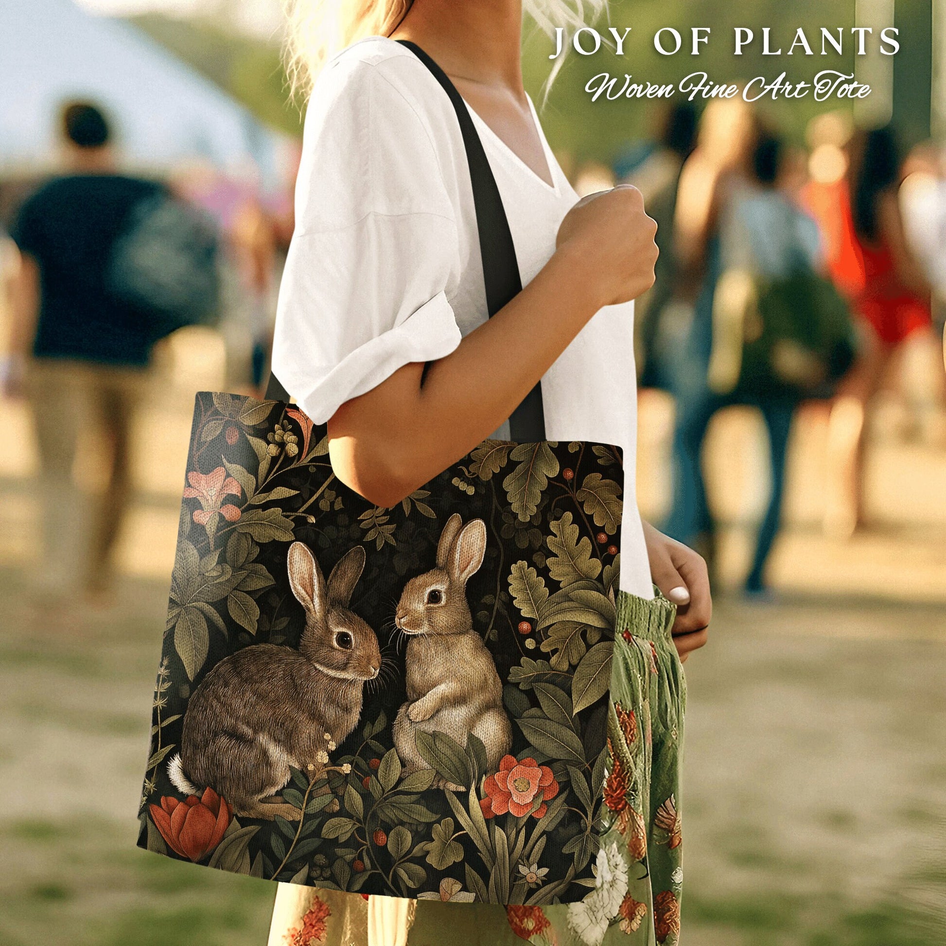 Dark Woodland Tote Bag | Nature Inspired Satchel Forestcore Maximalist Tapestry Tote Cottagecore Rabbit Aesthetic Fairycore Spring Bunnies