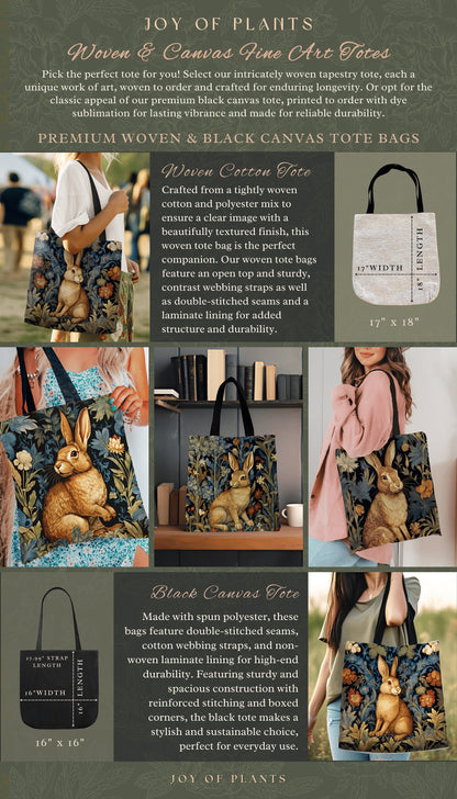 Maximalist Rabbit Tote Bag | Whimsical Nature Inspired Satchel Forestcore Tapestry Bag Cottagecore Rabbit Themed Fairycore Spring Fashion