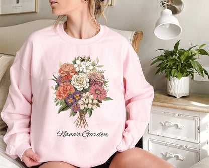 Birth Flower Grandma Garden Bouquet Shirt | Grandmas Garden Custom Art | Grandmas Garden Gift | Nanas Garden Custom Birth Flower Sweatshirt