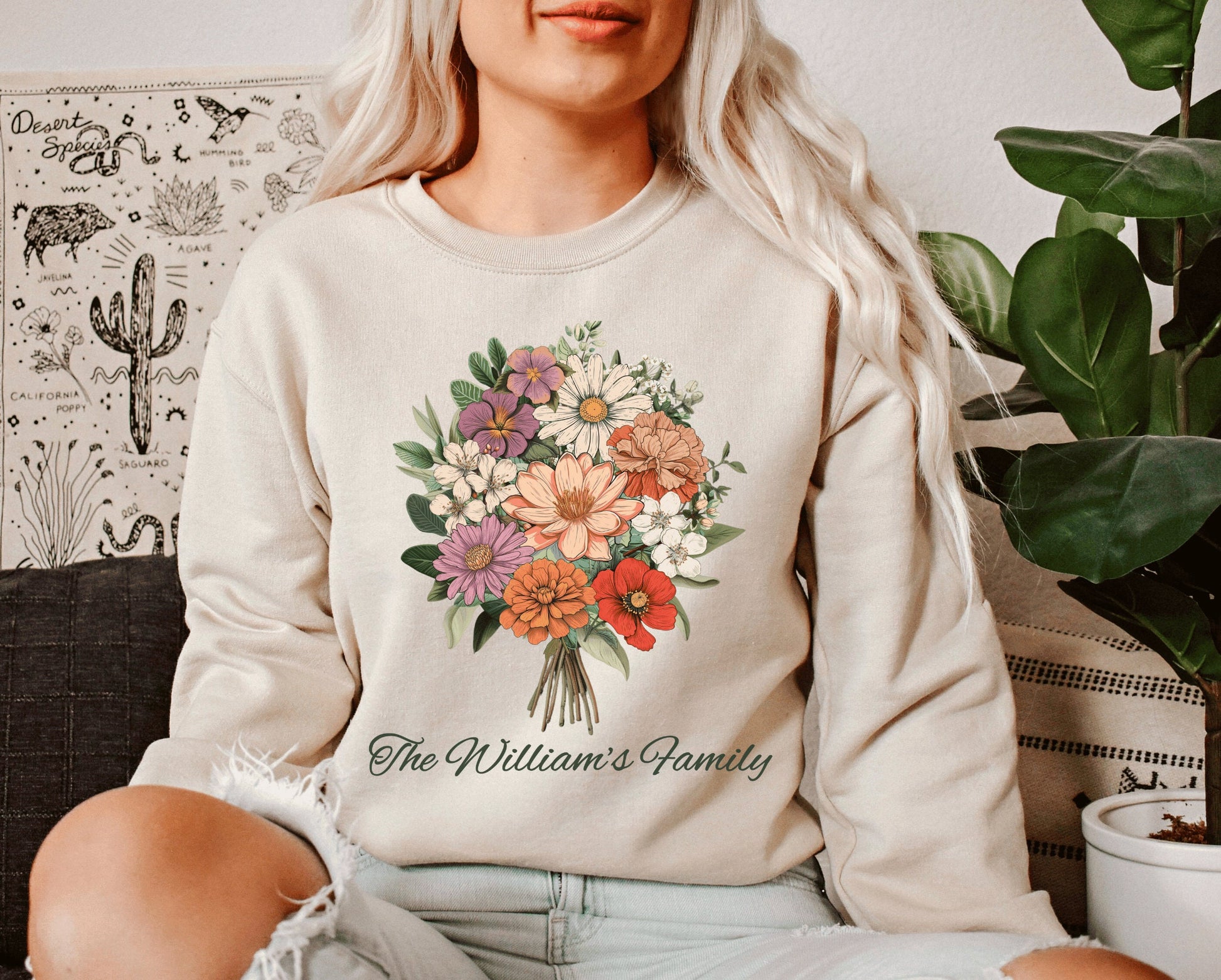 Birth Flower Grandma Garden Bouquet Shirt | Grandmas Garden Custom Art | Grandmas Garden Gift | Nanas Garden Custom Birth Flower Sweatshirt