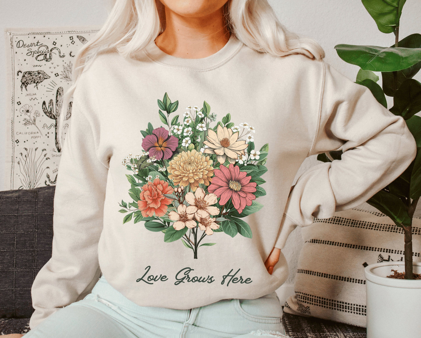 Grandmas Garden Birth Flower Custom Bouquet Shirt | Grandmas Garden Art | Grandmas Garden Gift | Nanas Garden Birth Month Flower Sweater |