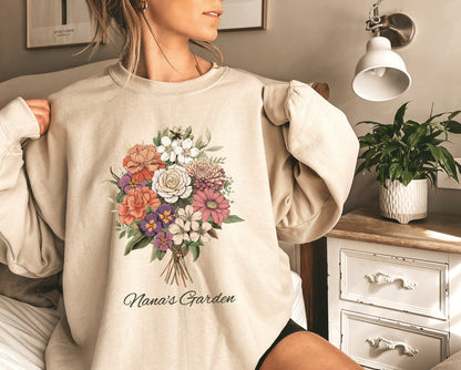 Birth Flower Bouquet Shirt Family Custom Gift for Mom | Grandma Garden Tee Nana Shirt Personalized Sentimental Gift Mom Birth Month Flowers