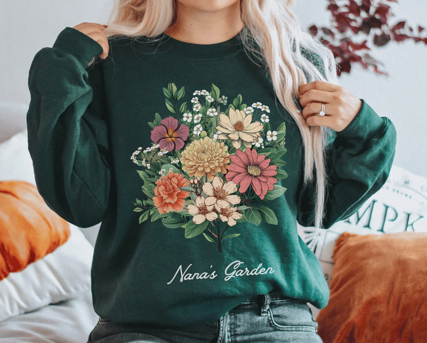 Nana’s Garden Custom Flower Gift for Grandma | Birth Flower Personalized Bouquet Family Birth Flowers Sweatshirt Sentimental Gift for Mother